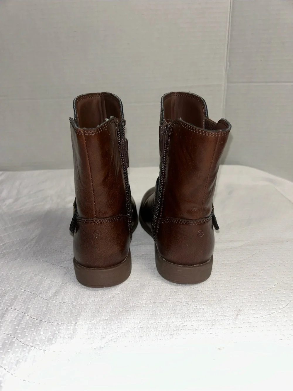 Stride Rite Brown Girls Leather Mid-Calf Boots with Buckle